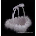 Beautiful satin bowknot decoration lace bridal party wedding flower girl basket wholesale